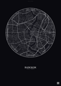 Affiche Bangkok – Poster carte de ville | Gravura – Fond foncé