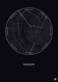 Affiche Bangkok – Poster carte de ville | Gravura – Fond foncé