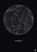 Affiche Bangkok – Poster carte de ville | Gravura – Fond foncé