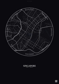 Affiche Singapore – Poster carte de ville | Gravura – Fond foncé