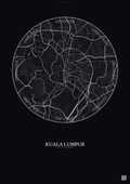 Affiche Kuala Lumpur – Poster carte de ville | Gravura – Fond foncé