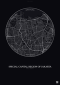 Affiche Special Capital Region Of Jakarta – Poster carte de ville | Gravura – Fond foncé