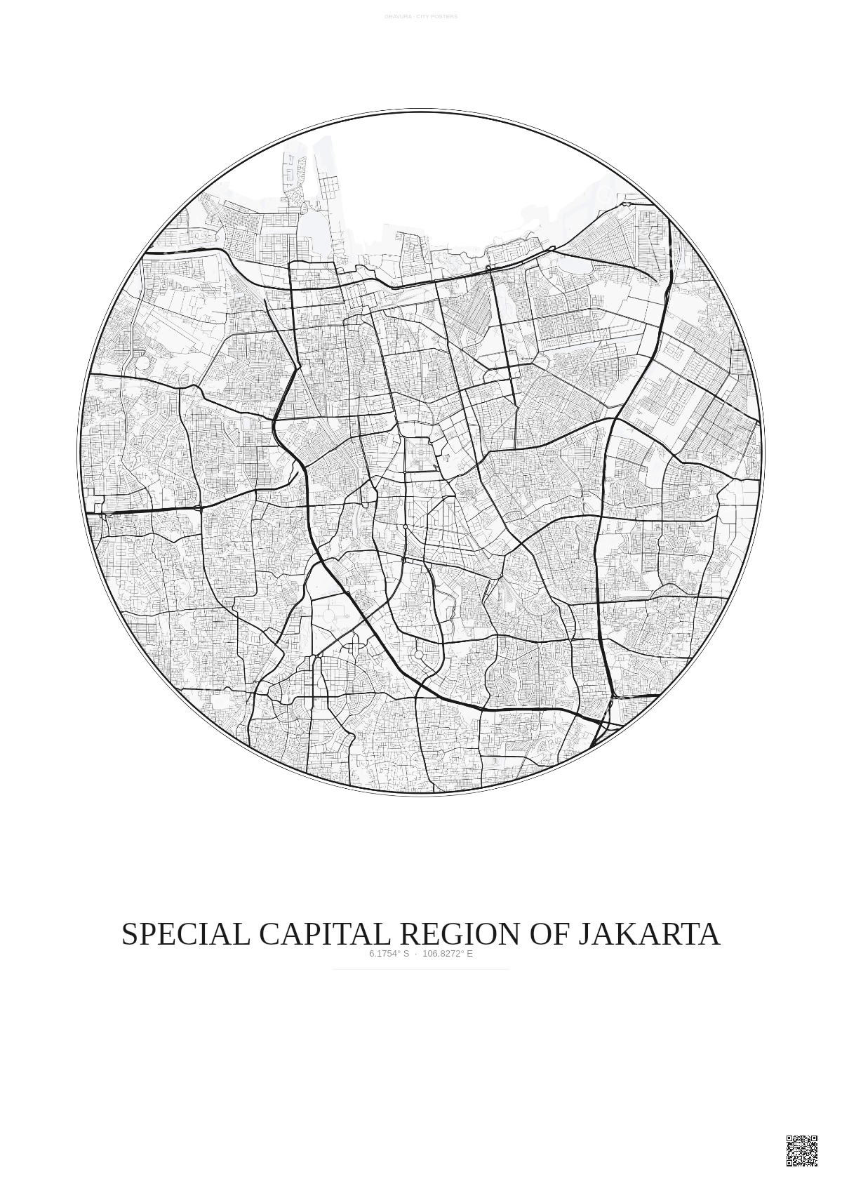 Affiche Special Capital Region Of Jakarta – Poster carte de ville | Gravura – Fond clair