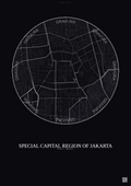 Affiche Special Capital Region Of Jakarta – Poster carte de ville | Gravura – Fond foncé