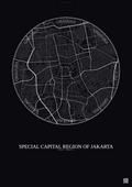 Affiche Special Capital Region Of Jakarta – Poster carte de ville | Gravura – Fond foncé
