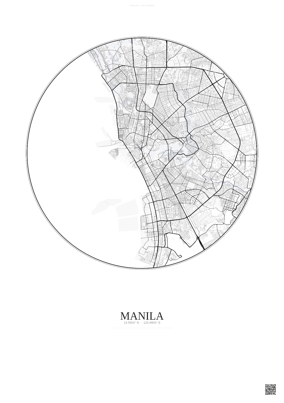 Affiche Manila – Poster carte de ville | Gravura – Fond clair
