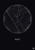 Affiche Manila – Poster carte de ville | Gravura – Fond foncé