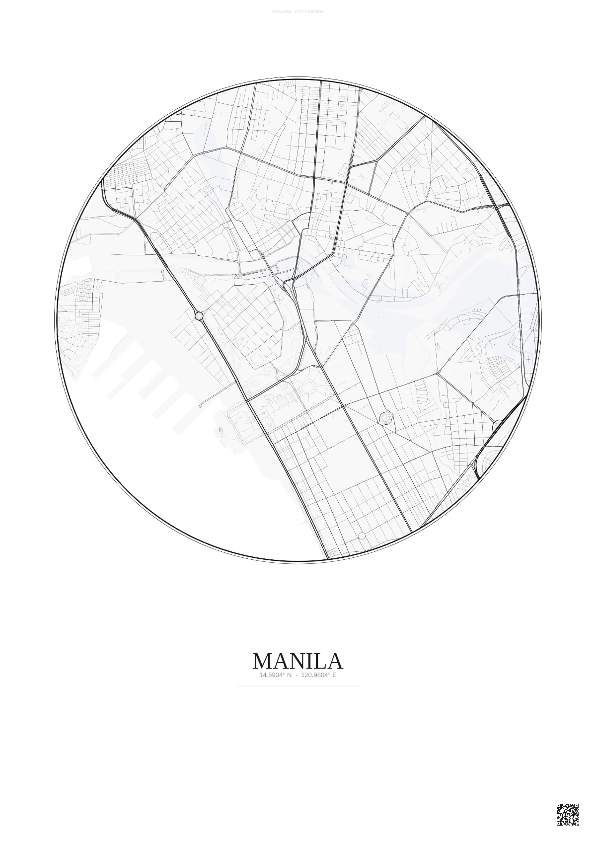 Affiche Manila – Poster carte de ville | Gravura – Fond clair