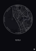Affiche Manila – Poster carte de ville | Gravura – Fond foncé