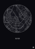 Affiche Ha Noi – Poster carte de ville | Gravura – Fond foncé