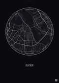 Affiche Ha Noi – Poster carte de ville | Gravura – Fond foncé