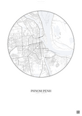 Affiche Phnom Penh – Poster carte de ville | Gravura – Fond clair