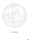 Affiche Phnom Penh – Poster carte de ville | Gravura – Fond clair