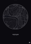 Affiche Vientiane – Poster carte de ville | Gravura – Fond foncé