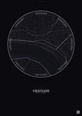 Affiche Vientiane – Poster carte de ville | Gravura – Fond foncé