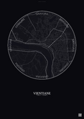 Affiche Vientiane – Poster carte de ville | Gravura – Fond foncé