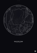 Affiche Nay Pyi Taw – Poster carte de ville | Gravura – Fond foncé