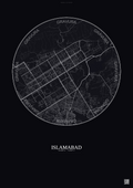 Affiche Islamabad – Poster carte de ville | Gravura – Fond foncé