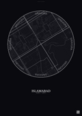 Affiche Islamabad – Poster carte de ville | Gravura – Fond foncé