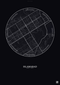 Affiche Islamabad – Poster carte de ville | Gravura – Fond foncé