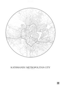 Affiche Kathmandu Metropolitan City – Poster carte de ville | Gravura – Fond clair