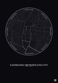 Affiche Kathmandu Metropolitan City – Poster carte de ville | Gravura – Fond foncé