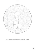 Affiche Kathmandu Metropolitan City – Poster carte de ville | Gravura – Fond clair