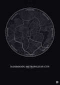 Affiche Kathmandu Metropolitan City – Poster carte de ville | Gravura – Fond foncé