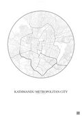 Affiche Kathmandu Metropolitan City – Poster carte de ville | Gravura – Fond clair