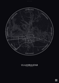 Affiche Ulaanbaatar – Poster carte de ville | Gravura – Fond foncé
