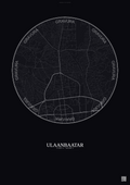 Affiche Ulaanbaatar – Poster carte de ville | Gravura – Fond foncé