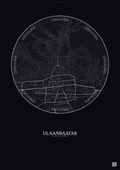 Affiche Ulaanbaatar – Poster carte de ville | Gravura – Fond foncé