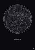 Affiche Tashkent – Poster carte de ville | Gravura – Fond foncé