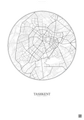 Affiche Tashkent – Poster carte de ville | Gravura – Fond clair