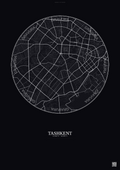 Affiche Tashkent – Poster carte de ville | Gravura – Fond foncé