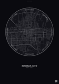 Affiche Bishkek City – Poster carte de ville | Gravura – Fond foncé