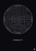 Affiche Bishkek City – Poster carte de ville | Gravura – Fond foncé
