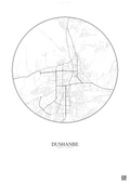 Affiche Dushanbe – Poster carte de ville | Gravura – Fond clair