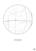 Affiche Dushanbe – Poster carte de ville | Gravura – Fond clair