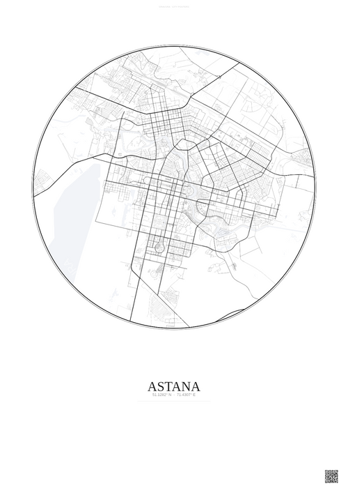 Affiche Astana – Poster carte de ville | Gravura – Fond clair