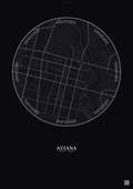 Affiche Astana – Poster carte de ville | Gravura – Fond foncé