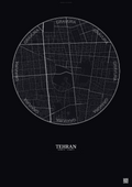 Affiche Tehran – Poster carte de ville | Gravura – Fond foncé