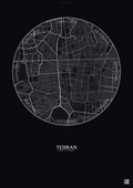 Affiche Tehran – Poster carte de ville | Gravura – Fond foncé