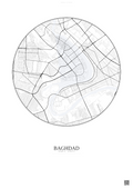Affiche Baghdad – Poster carte de ville | Gravura – Fond clair