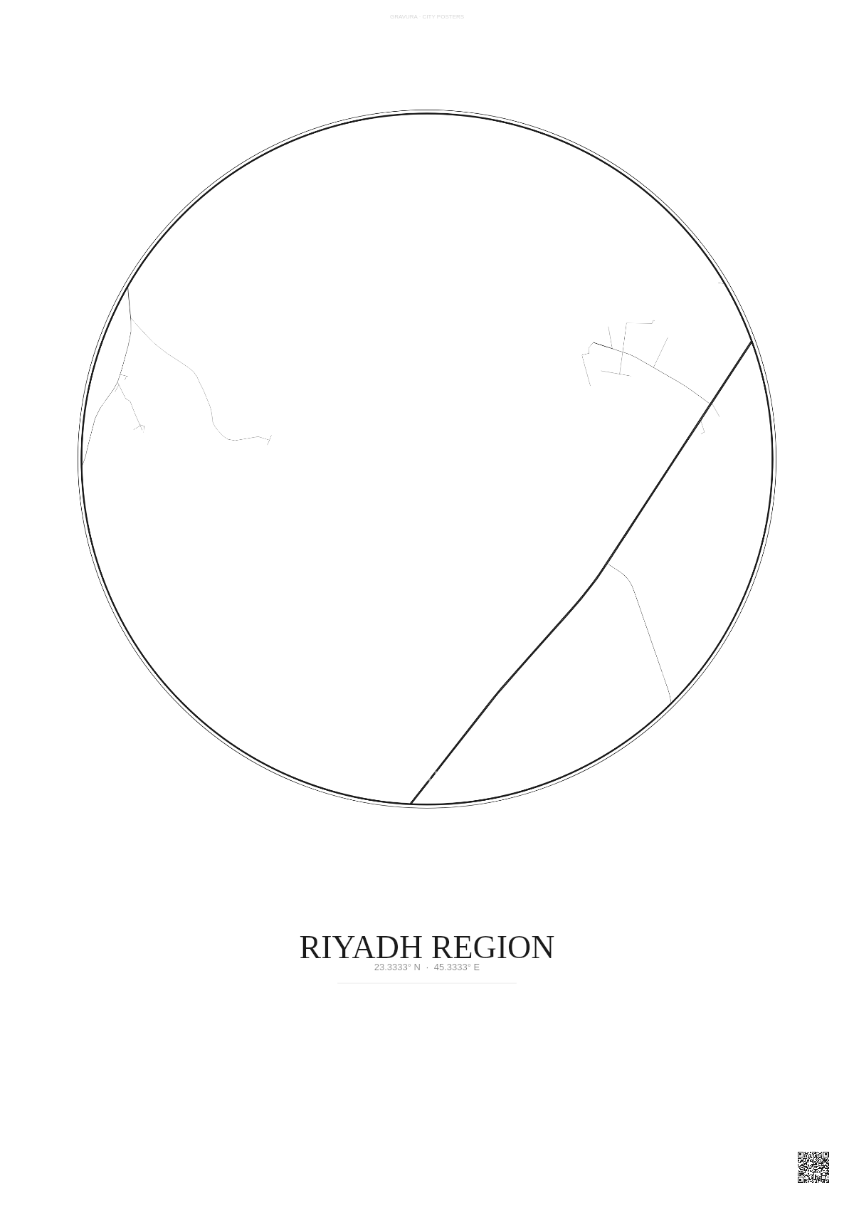 Affiche Riyadh Region – Poster carte de ville | Gravura – Fond clair