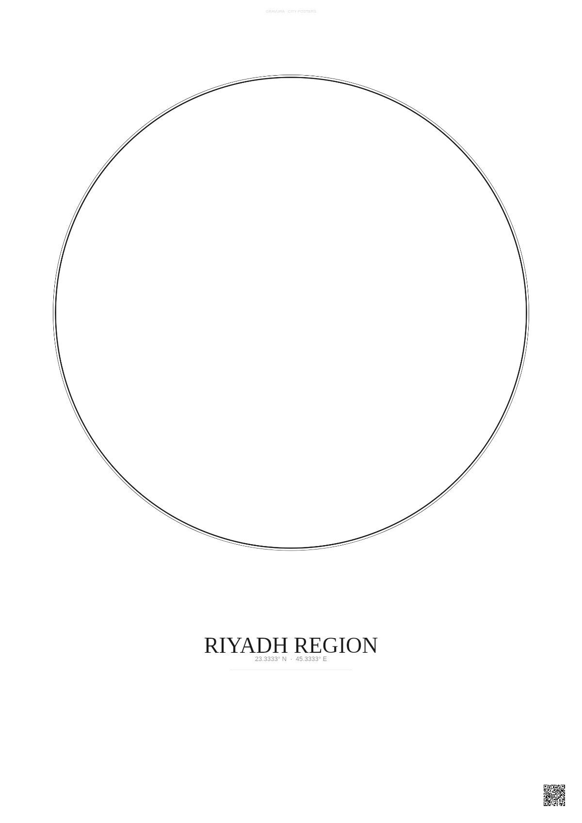 Affiche Riyadh Region – Poster carte de ville | Gravura – Fond clair