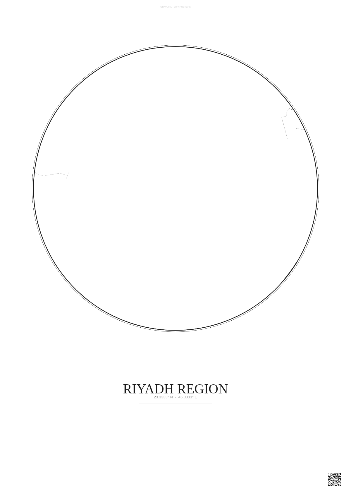 Affiche Riyadh Region – Poster carte de ville | Gravura – Fond clair