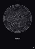 Affiche Amman – Poster carte de ville | Gravura – Fond foncé