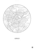 Affiche Amman – Poster carte de ville | Gravura – Fond clair