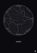 Affiche Amman – Poster carte de ville | Gravura – Fond foncé